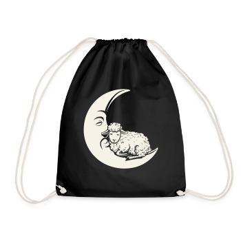 Träumender Mond Mit Schaf - Fantasievolle Flucht - Turnbeutel - Schwarz - Vorne