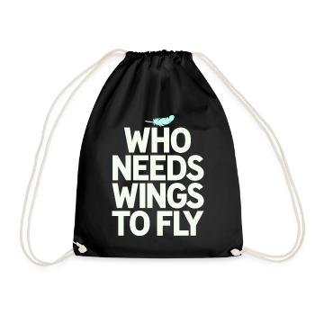 Végétalien végétarien : Qui a besoin d’ailes pour voler - Sac de sport léger - noir - Devant