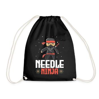 Needle Ninja Acupuncture TCM Chinese Alternative - Drawstring Bag - black - Front