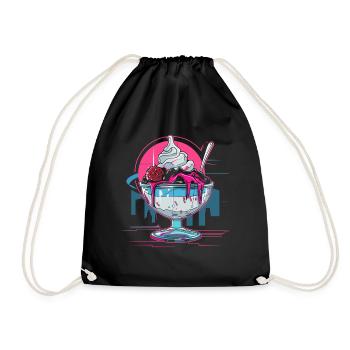 cream sundae Retrowave - Drawstring Bag - black - Front