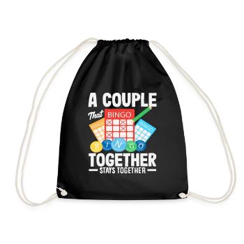Bingo A Couple Playing Bingo Together - Drawstring Bag - black - Front