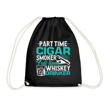 Cigar Smoking Part Time Cigar Smoker - Drawstring Bag - black - Front