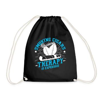 Cigar Smoking Because Therapy Is Expensive - Drawstring Bag - black - Front