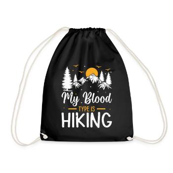 Adventure Hiking Lover - My blood type is Hiking - Drawstring Bag - black - Front