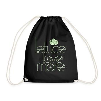 Vegan Vegetarian: Lettuce Love More - Drawstring Bag - black - Front