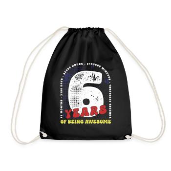 6 Years Birthday Months Days Hours Minutes - Drawstring Bag - black - Front