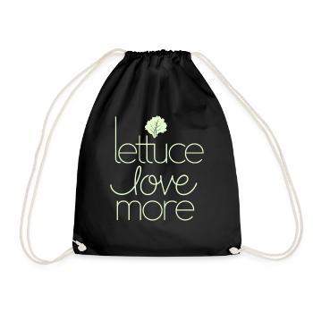 Lettuce Love More Vegan Vegetarian Message - Drawstring Bag - black - Front