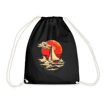 Segeln 90er Look - Turnbeutel - Schwarz - Vorne