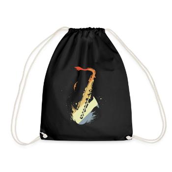 Saxophon Vintage Look - Turnbeutel - Schwarz - Vorne