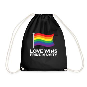 Love Wins Pride Outfit – Rainbow LGBTQ+ Design - Drawstring Bag - black - Front