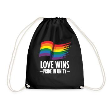 Love Wins Pride Outfit – Rainbow LGBTQ+ Design - Drawstring Bag - black - Front