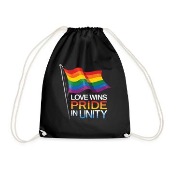 Love Wins Pride Outfit – Rainbow LGBTQ+ Design - Drawstring Bag - black - Front