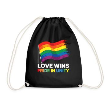 Love Wins Pride Outfit – Rainbow LGBTQ+ Design - Drawstring Bag - black - Front