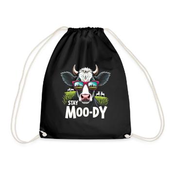 Stay Moo-dy Lustiges Kuh Tierliebhaber Bauernhof - Turnbeutel - Schwarz - Vorne