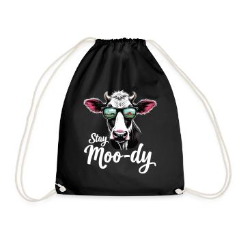 Stay Moo-dy Lustiges Kuh Tierliebhaber Bauernhof - Turnbeutel - Schwarz - Vorne