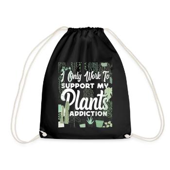 Plant Lover Gardening I Only Work - Drawstring Bag - black - Front