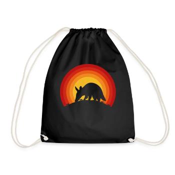 Retro Armadillo and Ants Sunset Wildlife Nature - Turnbeutel - Schwarz - Vorne