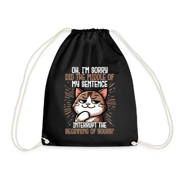 Sarcastic Cat Pose Funny Introvert - Drawstring Bag - black - Front