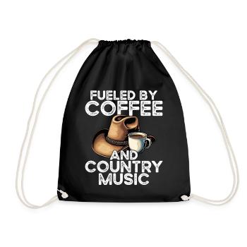 Angetrieben Von Kaffee Und Country-musik - Turnbeutel - Schwarz - Vorne
