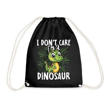 I don't care I'm a dinosaur - cute dinosaur - Drawstring Bag - black - Front