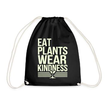 Eat Plants Lazy Friendliness Vegan - Drawstring Bag - black - Front