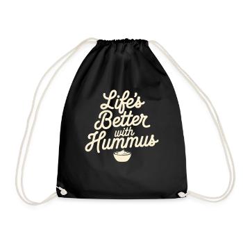 Vegan vegetarians: Live better with hummus - Drawstring Bag - black - Front