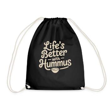 Vegan Vegetarisch: Mit Hummus Ist Das Leben Besser - Turnbeutel - Schwarz - Vorne