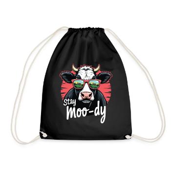 Stay Moo-dy Lustiges Kuh Tierliebhaber Bauernhof - Turnbeutel - Schwarz - Vorne