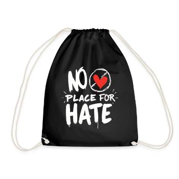 No Place for Hate Friedensbotschaft gegen Hass - Turnbeutel - Schwarz - Vorne