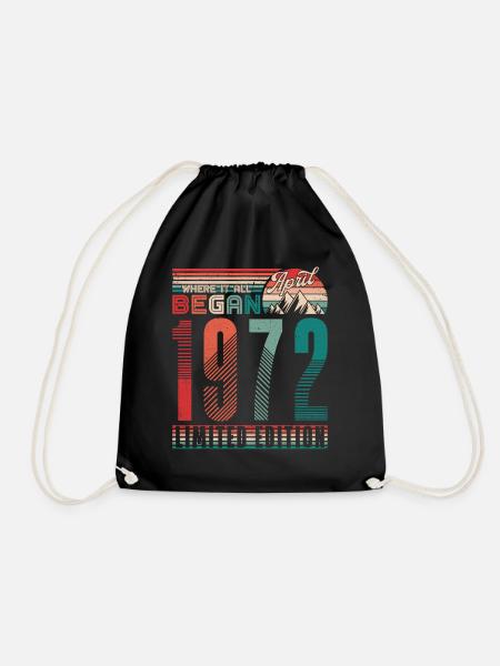 Geburtstag 1972 Jahrgang April Retro Geschenk - Turnbeutel - Schwarz