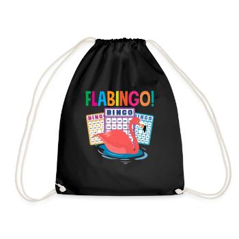 Bingo Flamingo Flabingo for Bingo Players - Drawstring Bag - black - Front