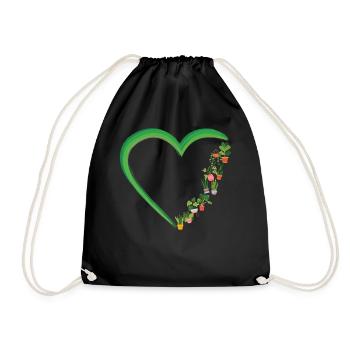 Plant Lover Gardening Heart - Drawstring Bag - black - Front
