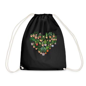 Plant Lover Gardening Heart - Drawstring Bag - black - Front