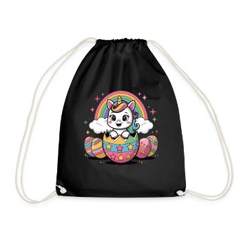 Magical Unicorn Easter Egg – Colorful Easter Gift - Drawstring Bag - black - Front