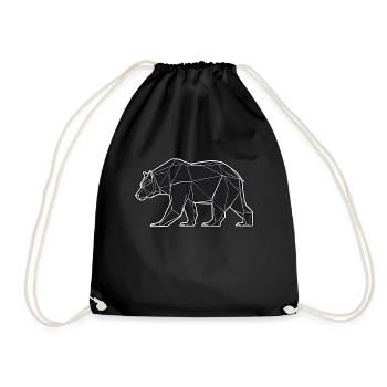 Geometric Bear Bear Brown Bear Outdoor Nature - Drawstring Bag - black - Front