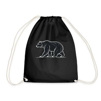 Geometric Bear Bear Brown Bear Outdoor Nature - Drawstring Bag - black - Front