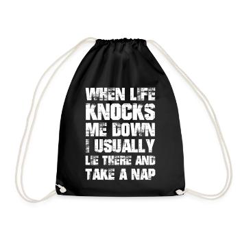 quand la vie me renverse, j’ai l’habitude de m’allonger, de faire une sieste - Sac de sport léger - noir - Devant