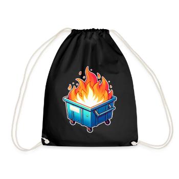 Burning garbage can - Drawstring Bag - black - Front
