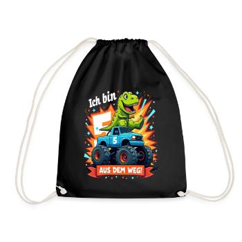Dinosaurier 5. Geburtstag Monstertruck - Turnbeutel - Schwarz - Vorne
