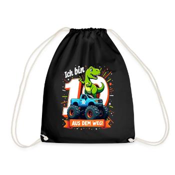 Dinosaur 10th Birthday Monster Truck - Drawstring Bag - black - Front