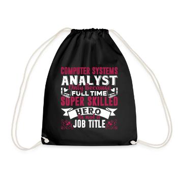 Computer Systems Analyst Job Title - Drawstring Bag - black - Front