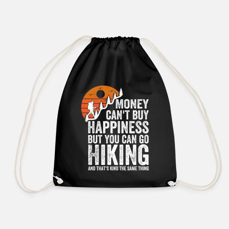Mountain Hiking Funny Hiking Sayings Funny Hiking - Drawstring Bag - black