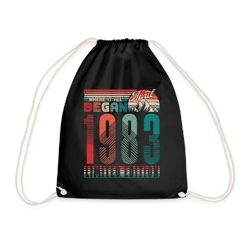 Geburtstag 1983 Jahrgang April Retro Geschenk - Turnbeutel - Schwarz - Vorne