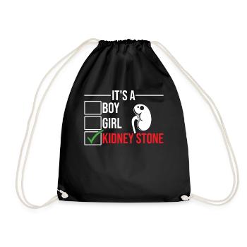 Its A Kidney Stone Green Ribbon Funny Kidney - Drawstring Bag - black - Front