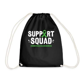 Support Squad Green Ribbon Kidney Transplant - Drawstring Bag - black - Front