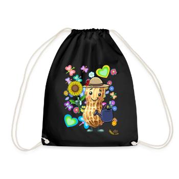 Peanut Peanuts Spring Summer Nut Peanuts - Drawstring Bag - black - Front