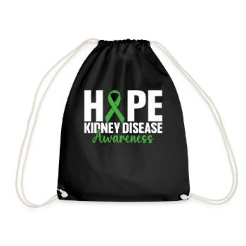 Hope Kidney Disease Green Ribbon Kidney Cancer - Drawstring Bag - black - Front