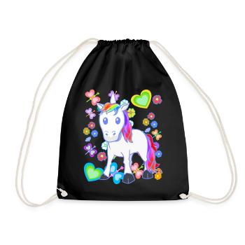 Licorne Licornes Enfants Enfant Cheval Chevaux - Sac de sport léger - noir - Devant