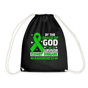 By The Grace Of God Im A Survivor Green Ribbon - Drawstring Bag - black - Front