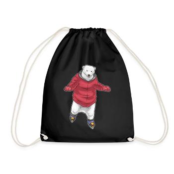 Ours polaire patins à glace - Sac de sport léger - noir - Devant